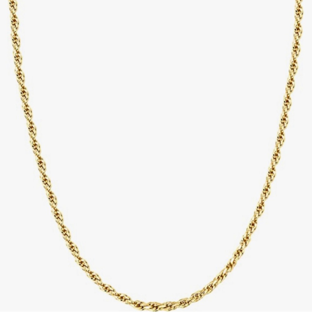 Yellow gold plated rope necklace chain